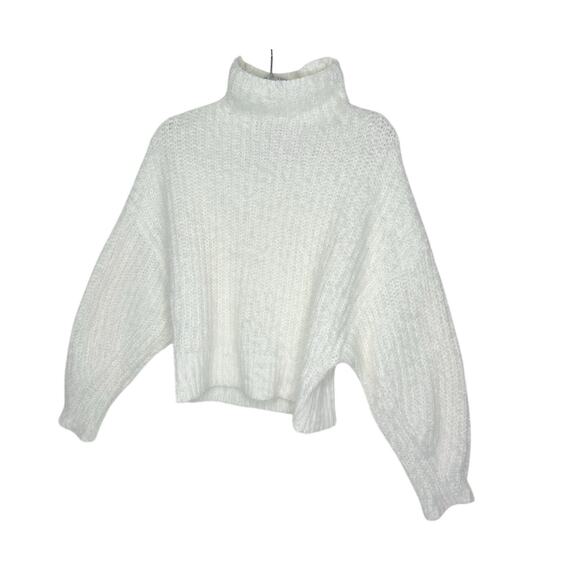 Express Sweater Women's XS White Fuzzy Mock Turtleneck - Picture 1 of 5
